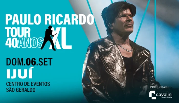 Arte oficial do show Paulo Ricardo Tour 40 Anos em Ijuí